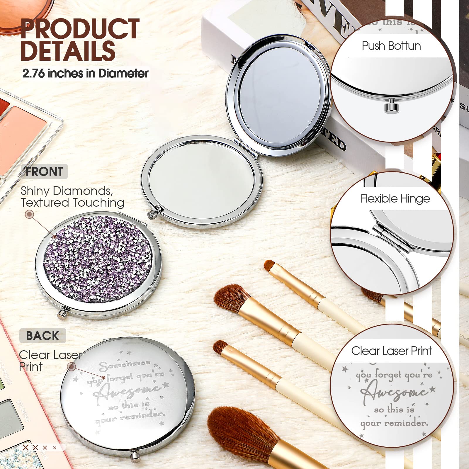 Roowest foldable pocket mirror fits in bags and purses