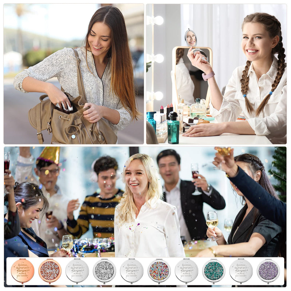 Roowest portable pocket mirror fits purses for quick touch-ups.