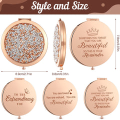 Roowest rose gold compact mirror back with engraved quote inspires confidence during routines