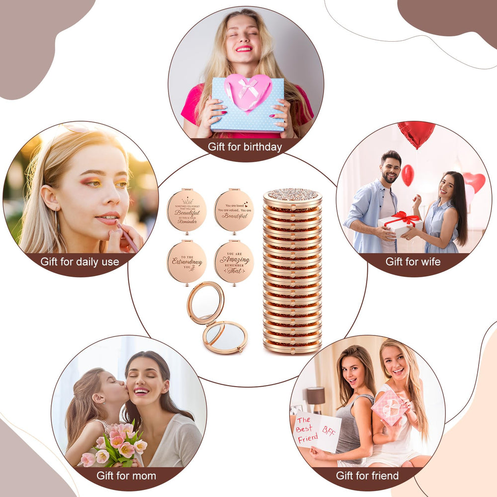 Roowest rose gold metal-durable shell mirror withstands daily use without wear