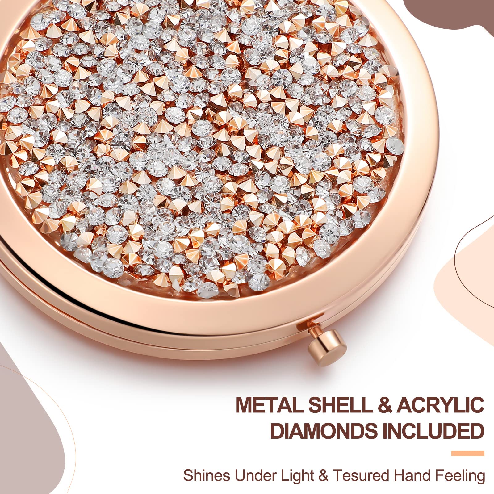 Roowest rose gold pocket-size compact fits purses for convenient travel touch-ups