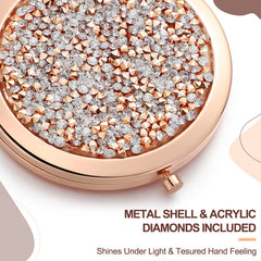 Roowest rose gold pocket-size compact fits purses for convenient travel touch-ups