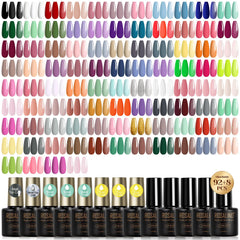 ROSALIND 100PCS gel nail polish color swatches showcase 92 shades for season-long versatility.