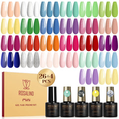 ROSALIND 30pcs gel nail polish set features neon colors for bold summer manicures.