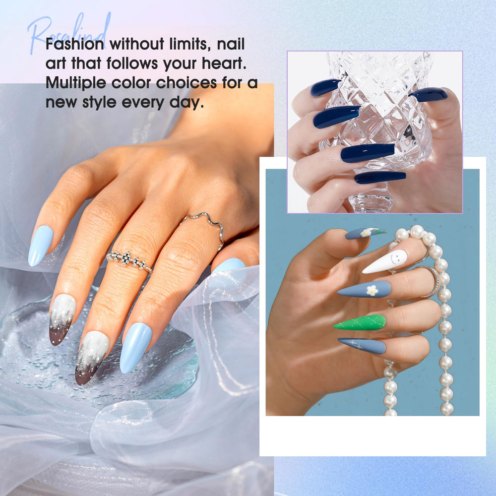 ROSALIND Aquarius winter collection display reveals light to dark blue shades for versatile nail art