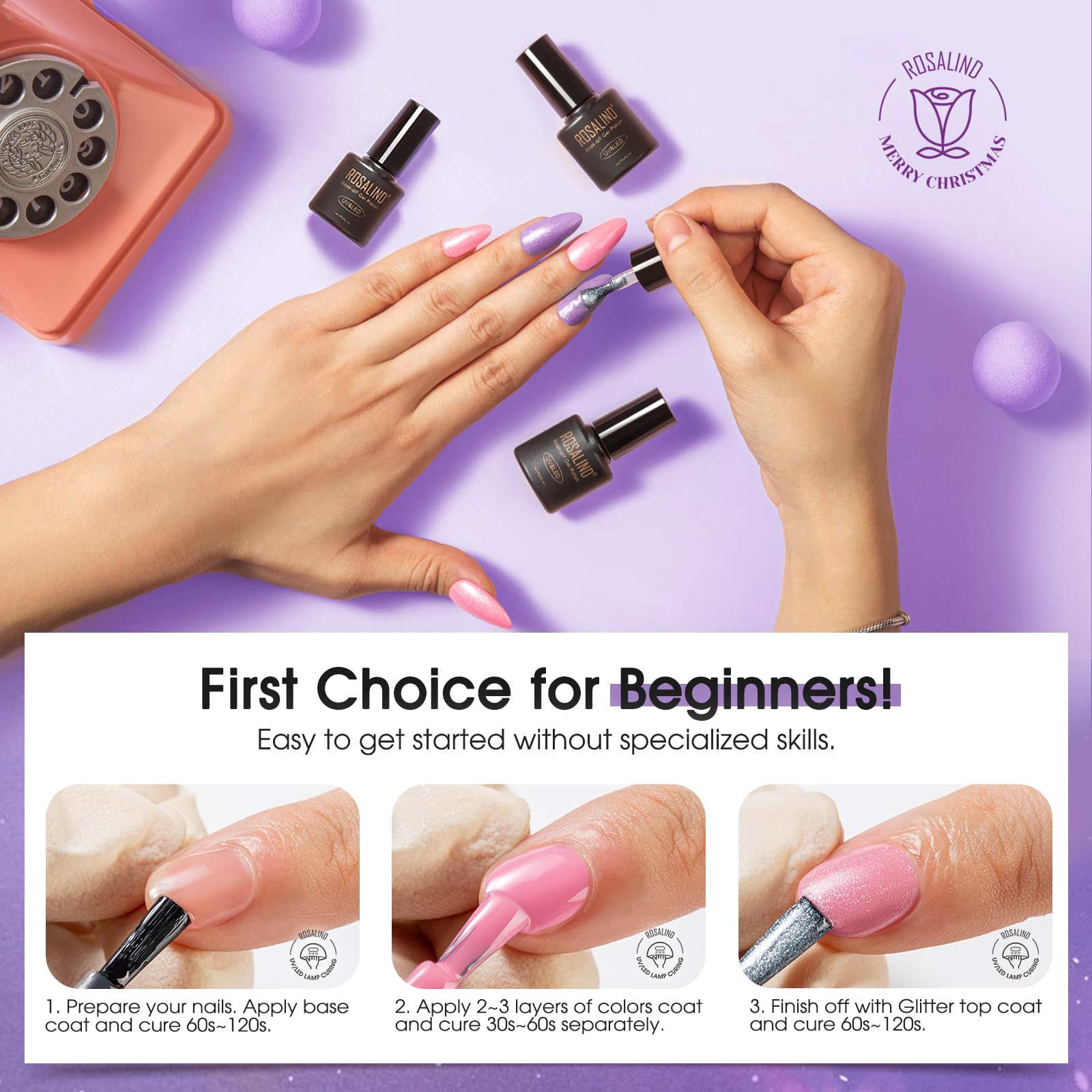 ROSALIND base coat offers smooth foundation for lasting color.