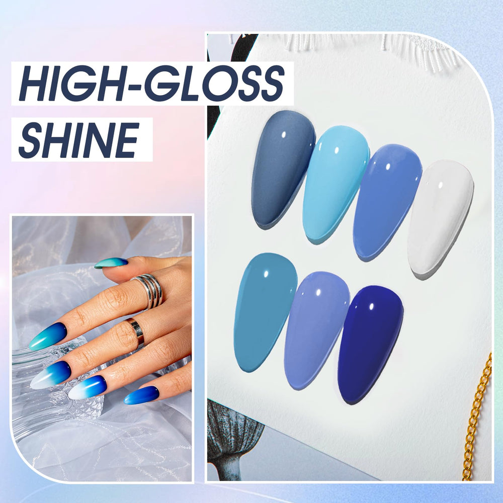 ROSALIND blue glitter gel nail polish closeup highlights shimmering finish for statement nails
