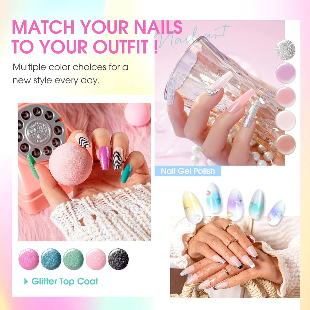 ROSALIND glitter top coat bottle adds sparkling accents for festive nails.