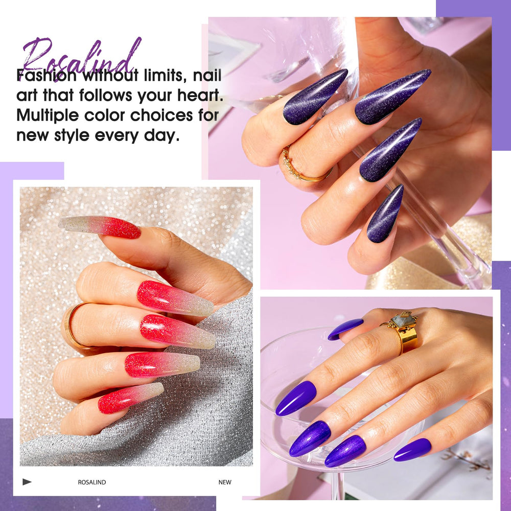 ROSALIND glossy top coat provides a vibrant shine.