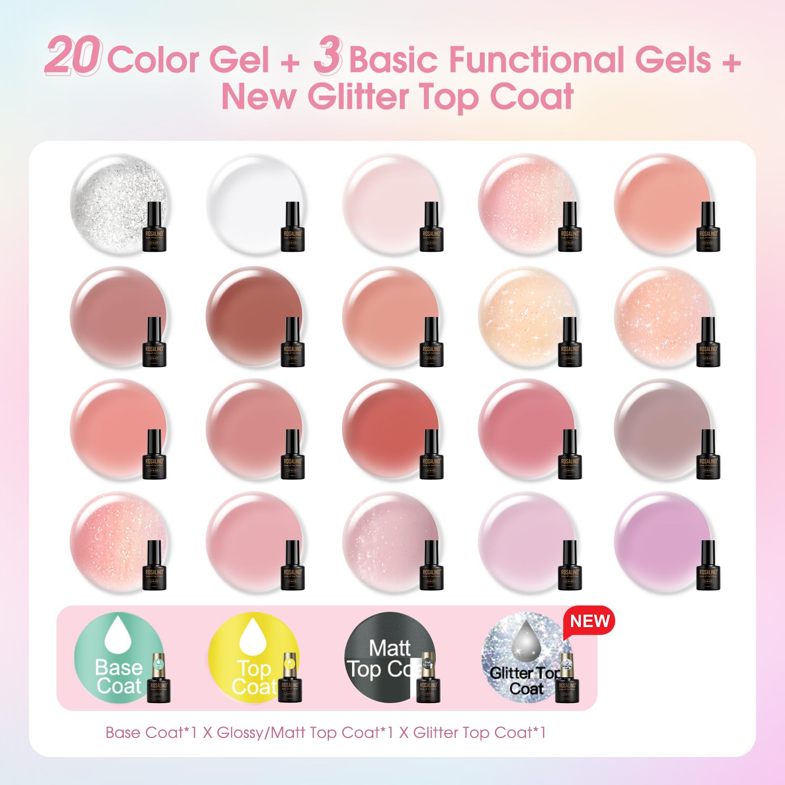 ROSALIND jelly gel color palette with 20 shades for customized looks