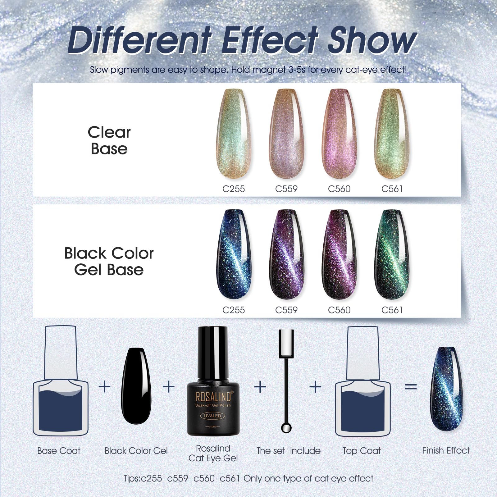 ROSALIND magnetic nail art magnet included for precise cat-eye designs.