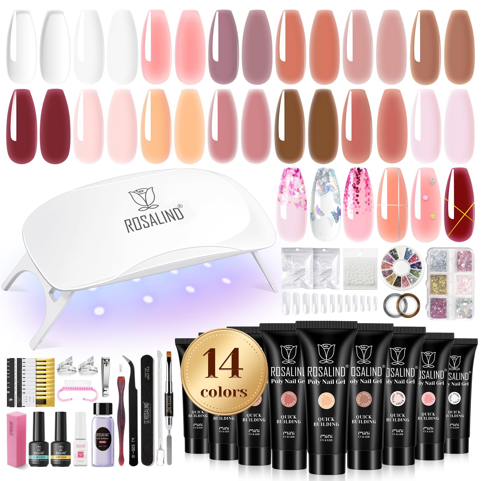 ROSALIND poly nail gel kit with 14 colors for at-home manicures