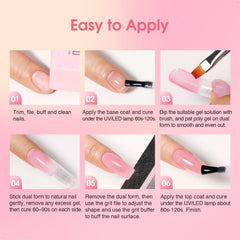Rosalind base coat and top coat extend wear for glossy, durable nails.