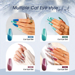 ROSALIND shell thread effect showcases metallic swirl on cat-eye nails.