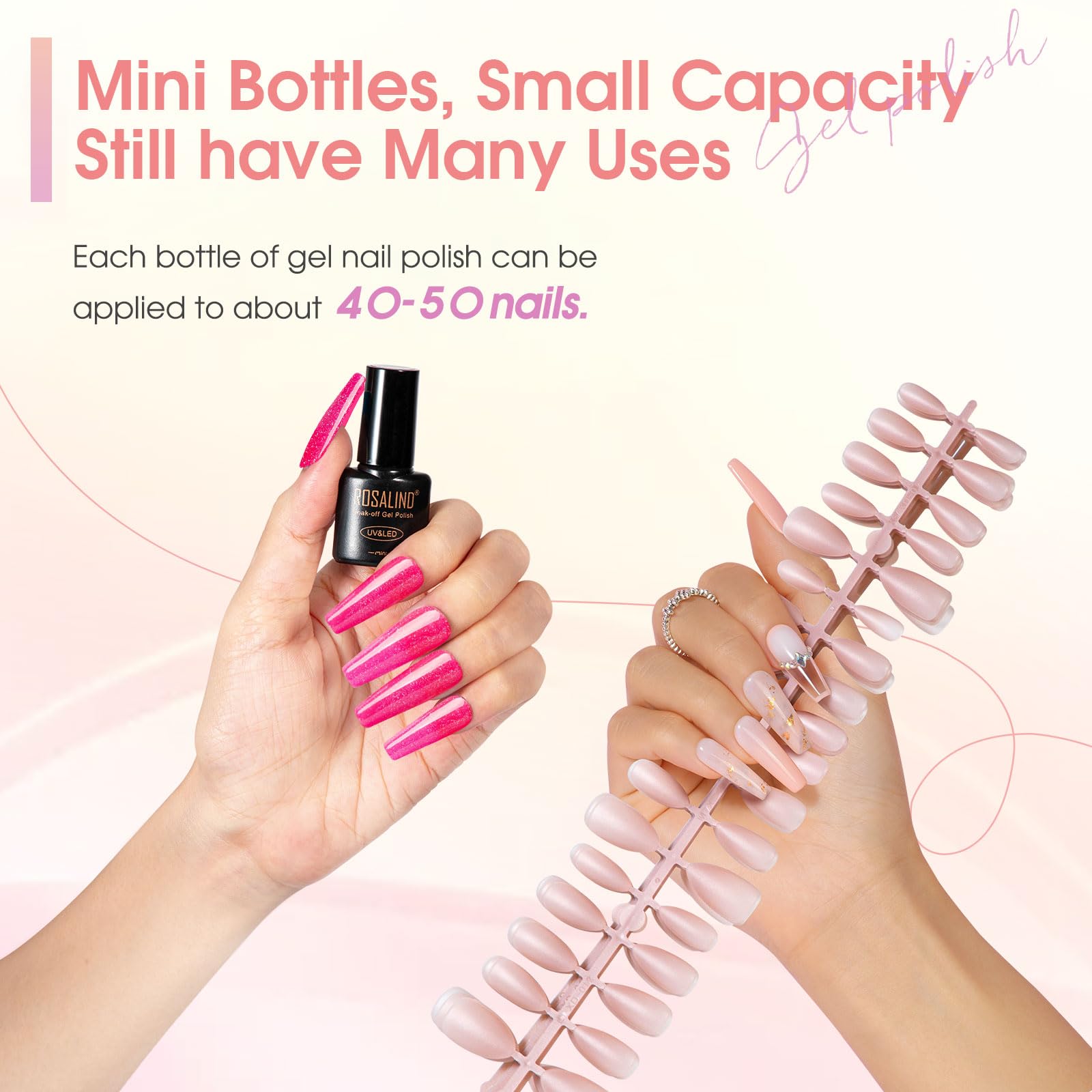 ROSALIND silver glitter top coat bottle creates subtle glitter accents