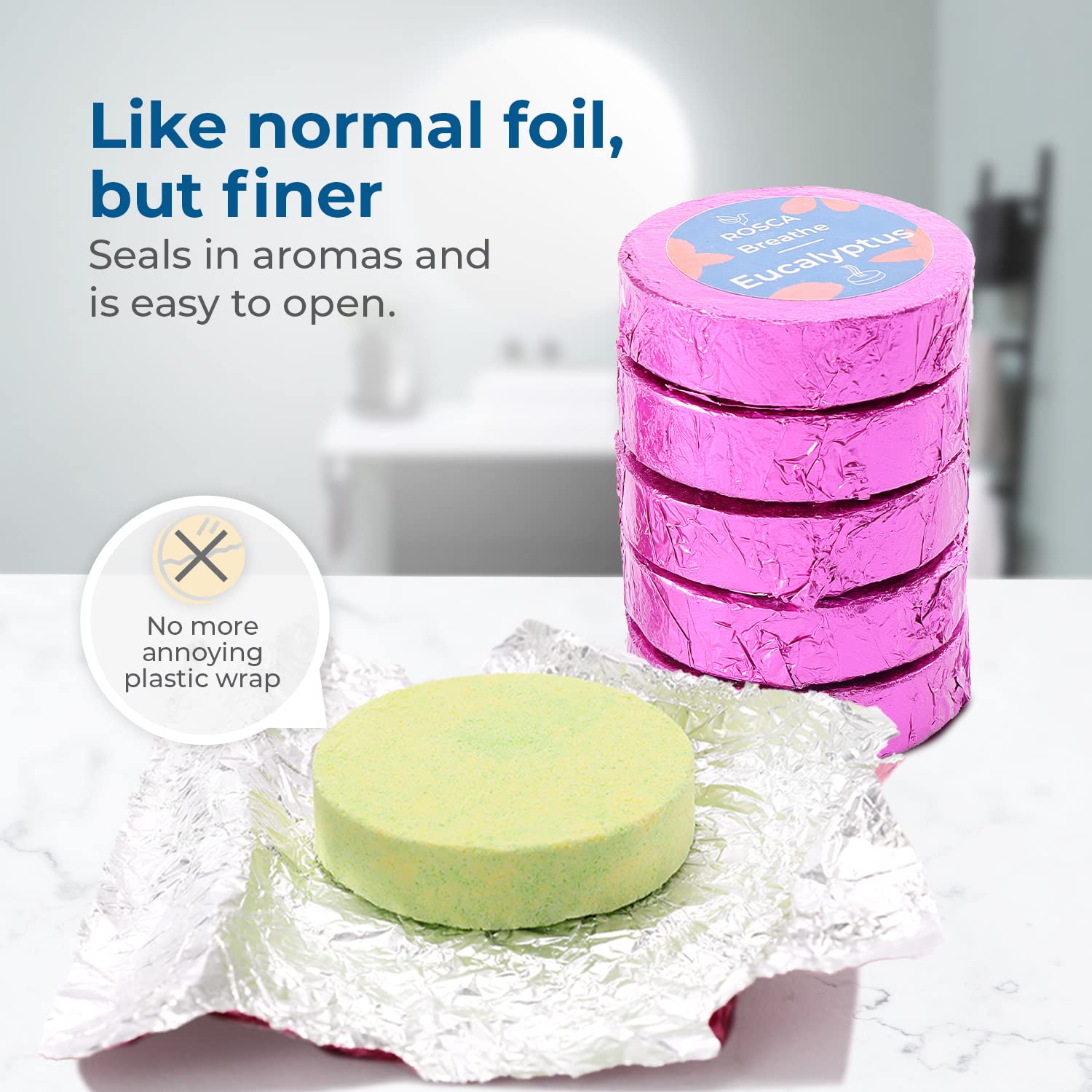 Rosca natural, cruelty-free essential oils highlight clean ingredients for self-care.