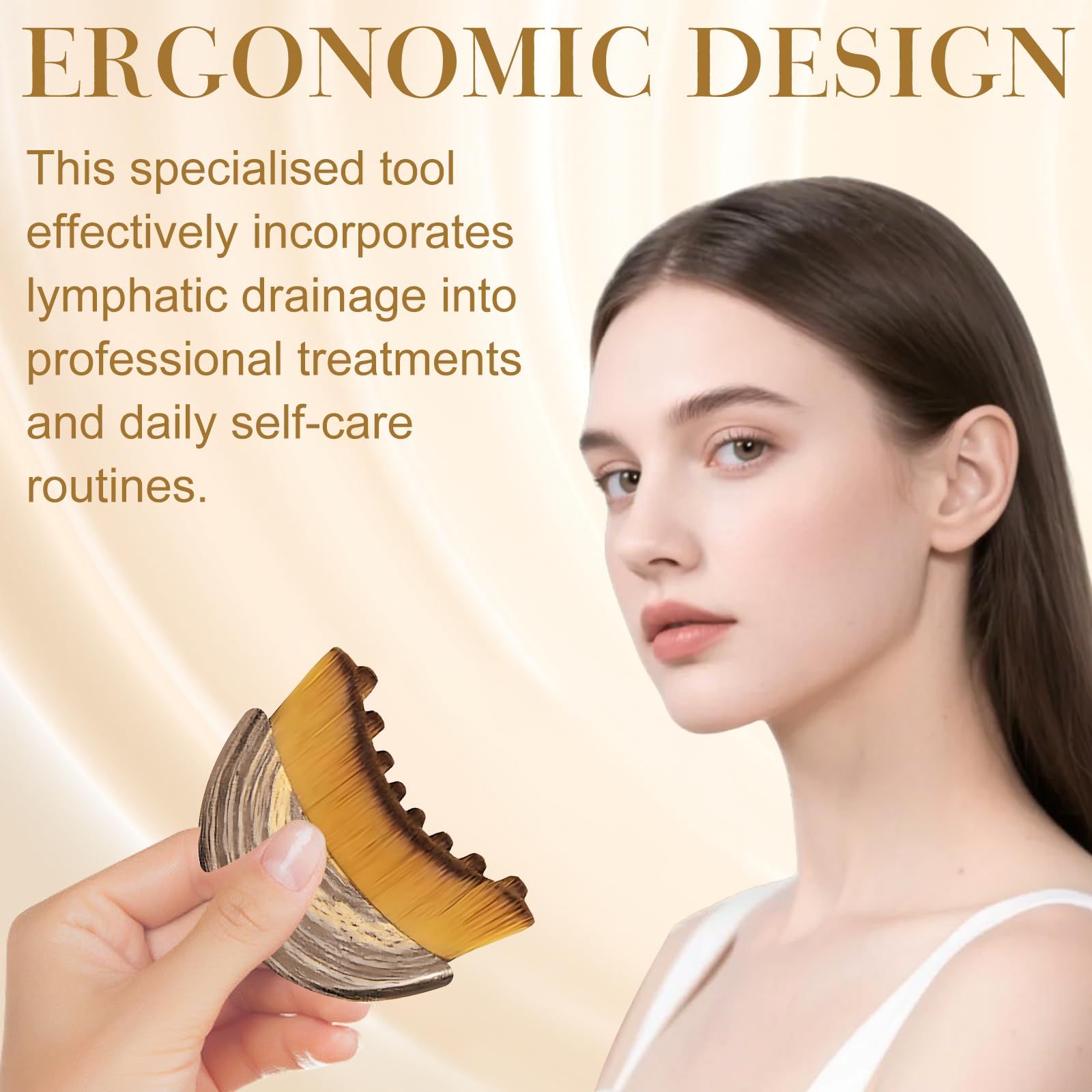 Rose Romee Contour Brush along jawline to reduce puffiness