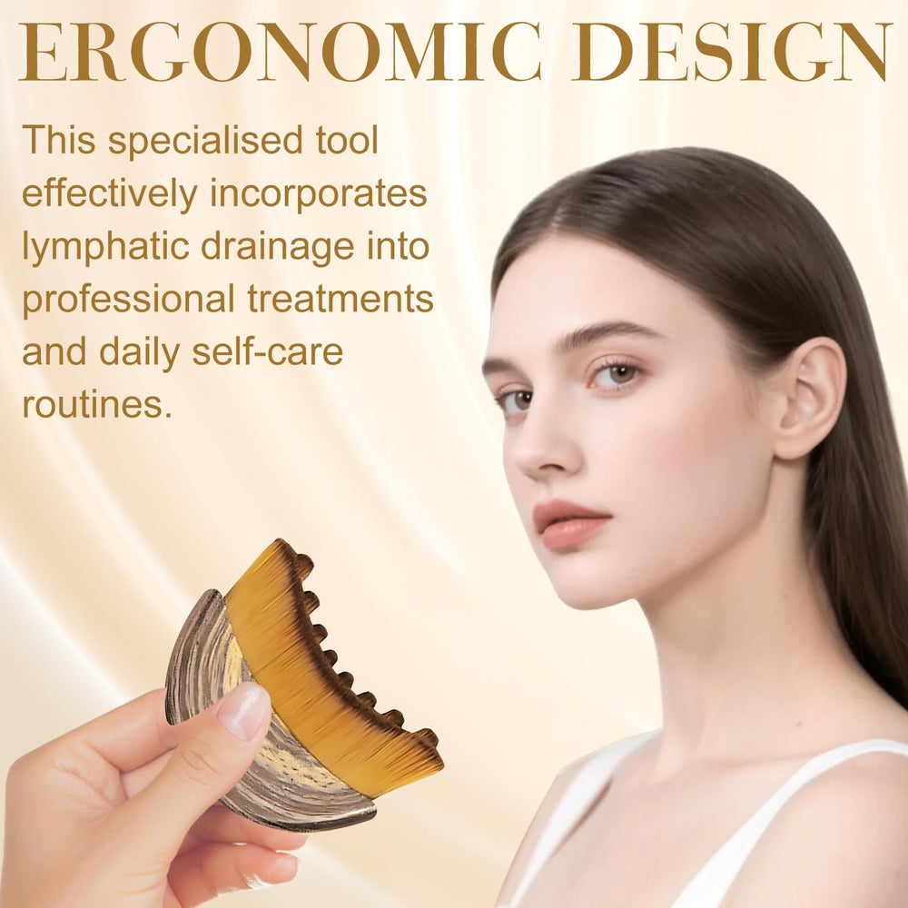 Rose Romee Contour Brush along jawline to reduce puffiness