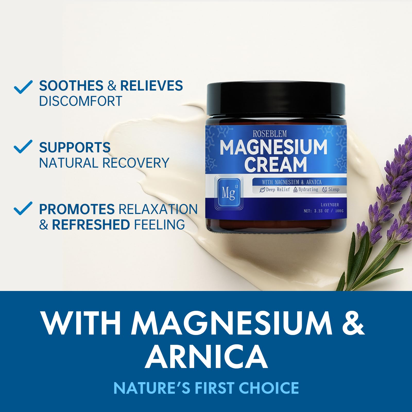 Roseblem magnesium cream massage application shows targeted muscle comfort after activity.