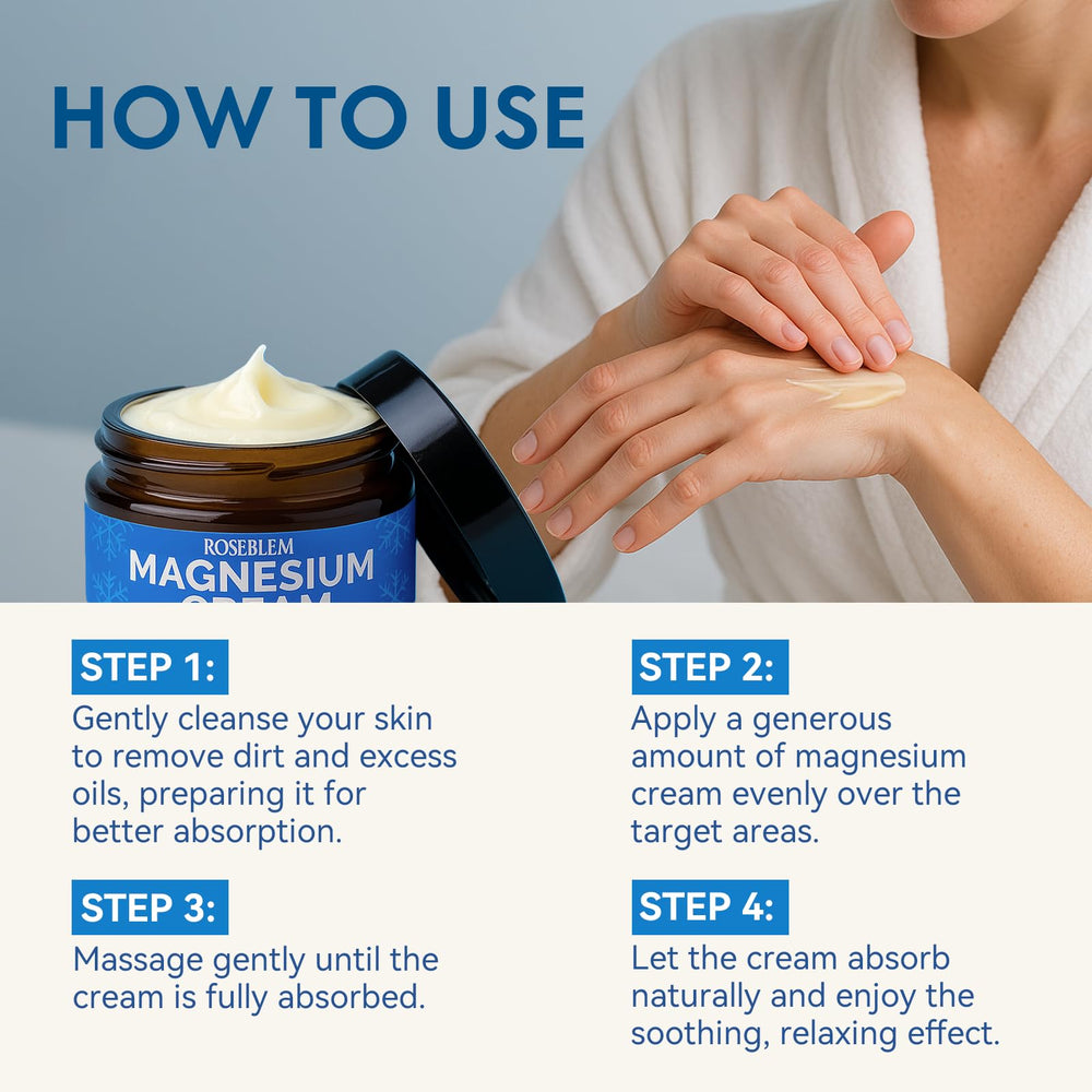 Roseblem magnesium cream with natural ingredients supports daily care and hydration.