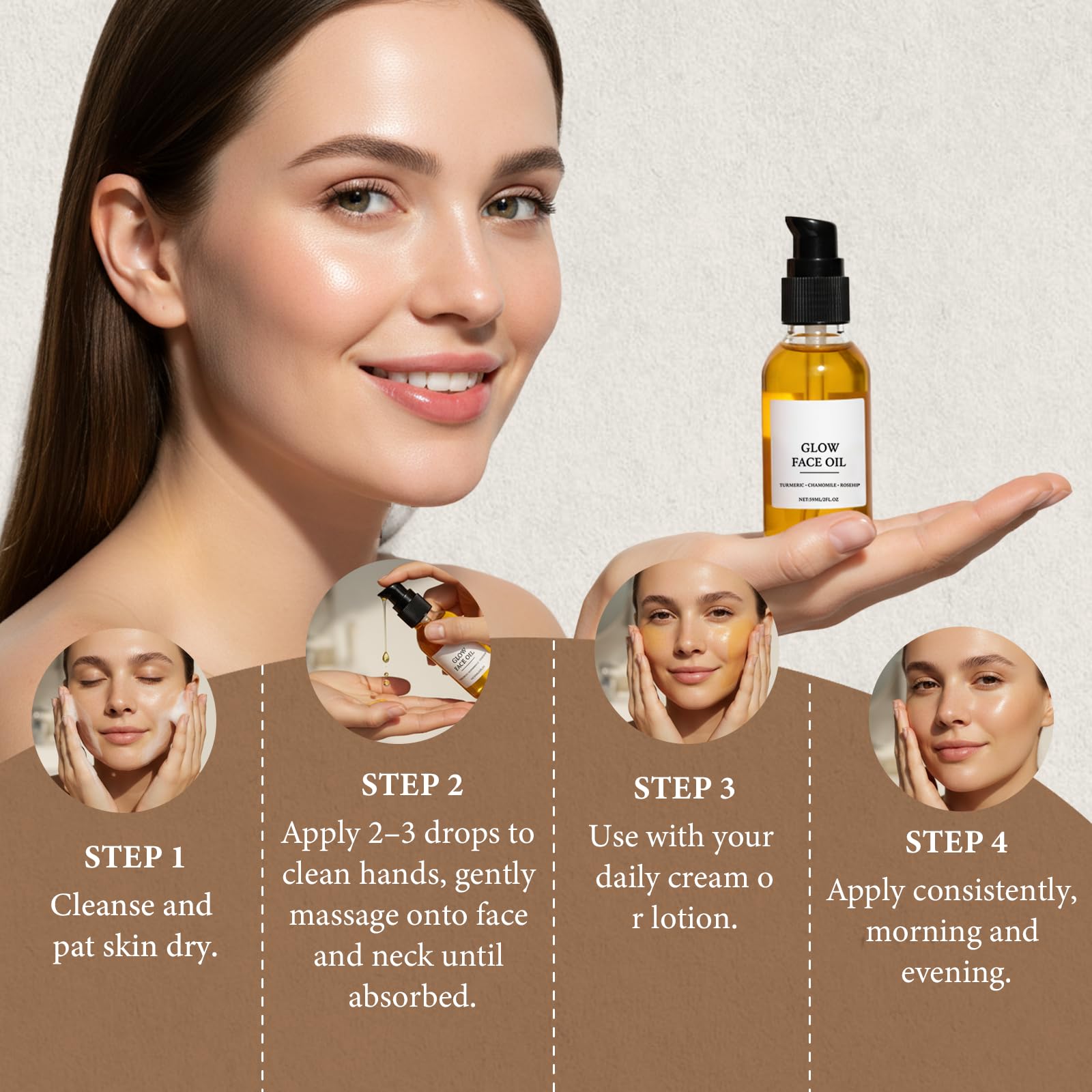 Roseblem oil pump dispensing perfect for simple daily facial routine.