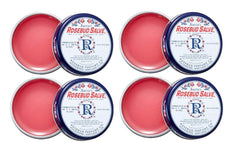 Smith's Rosebud Salve tin 4-pack close-up, compact packaging for on-the-go lip care