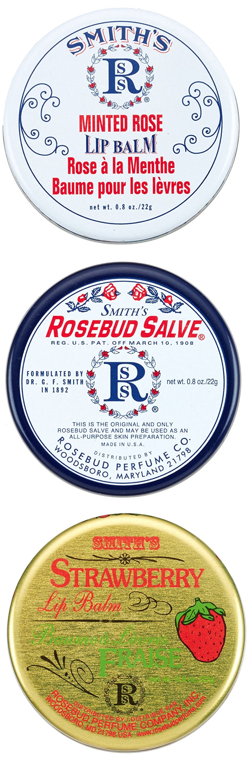 Rosebud Salve application swatch shows smooth, easy-to-apply lip coating.