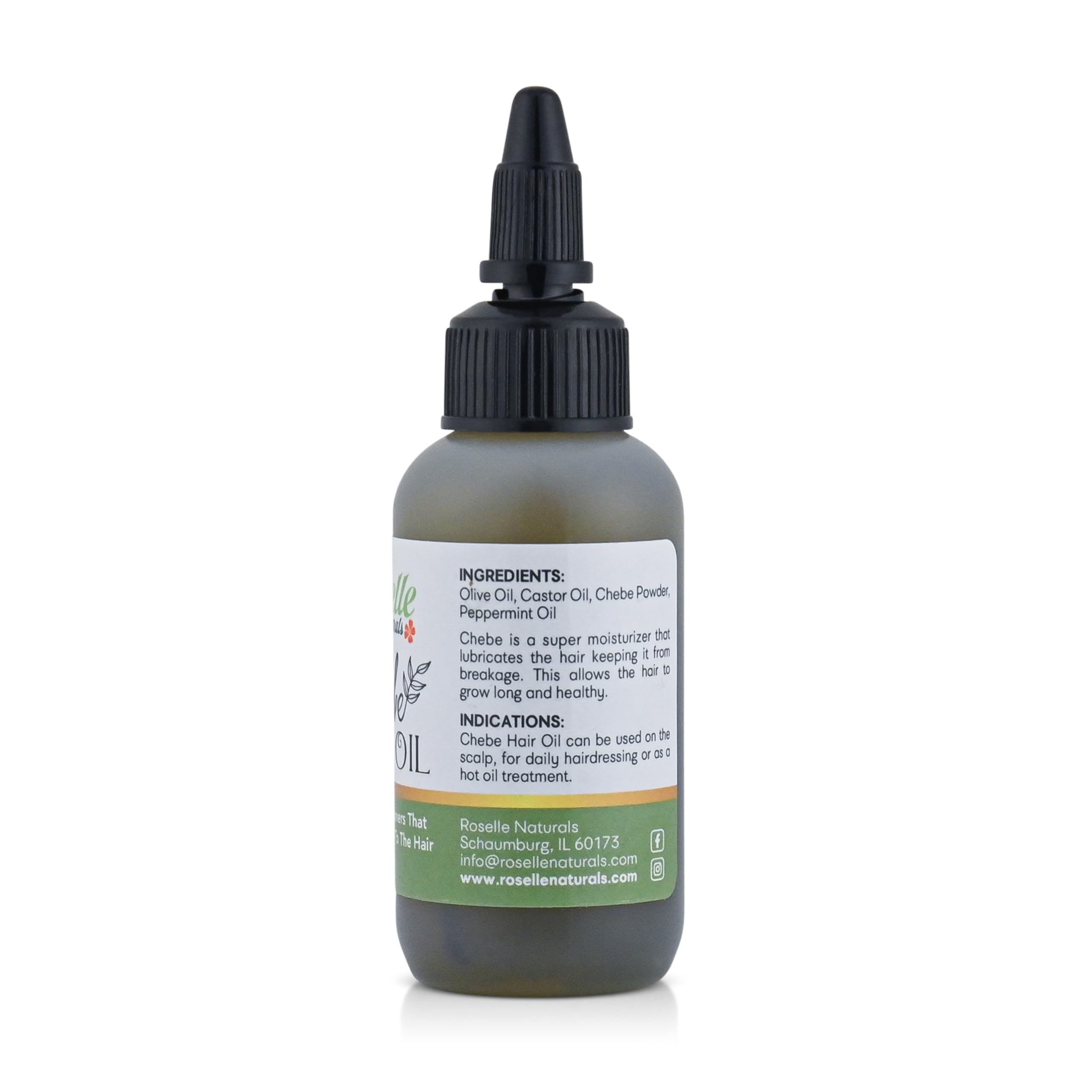 Roselle Naturals Chebe Oil pour highlights easy application and scalp nourishment