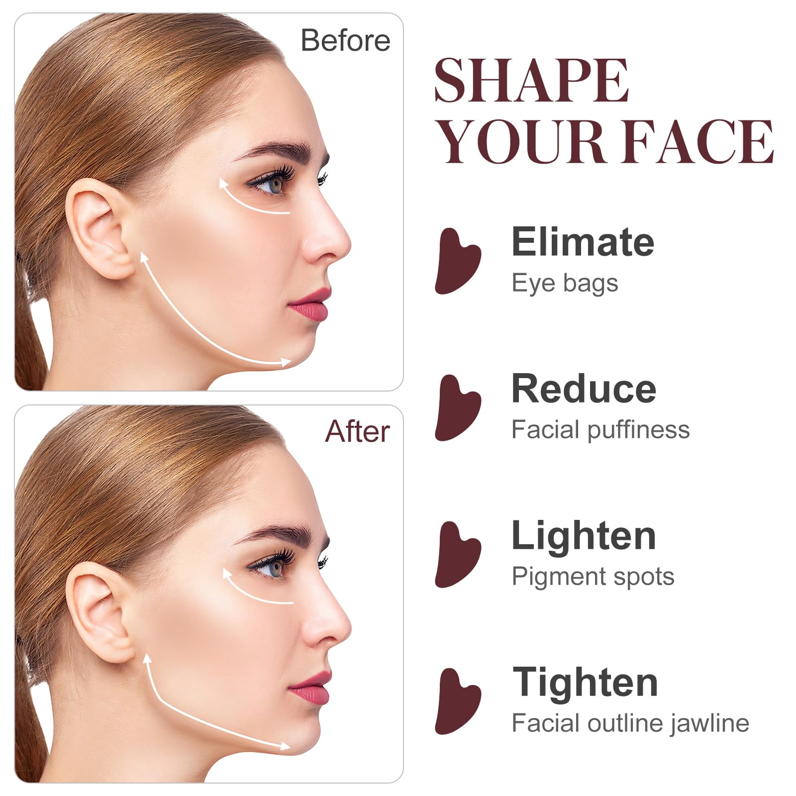 Rosenice gua sha tool pink face applying glow and circulation.