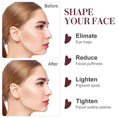 Rosenice gua sha tool pink face applying glow and circulation.