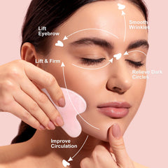 Rosenice gua sha jade stone pink closeup for facial tension relief.