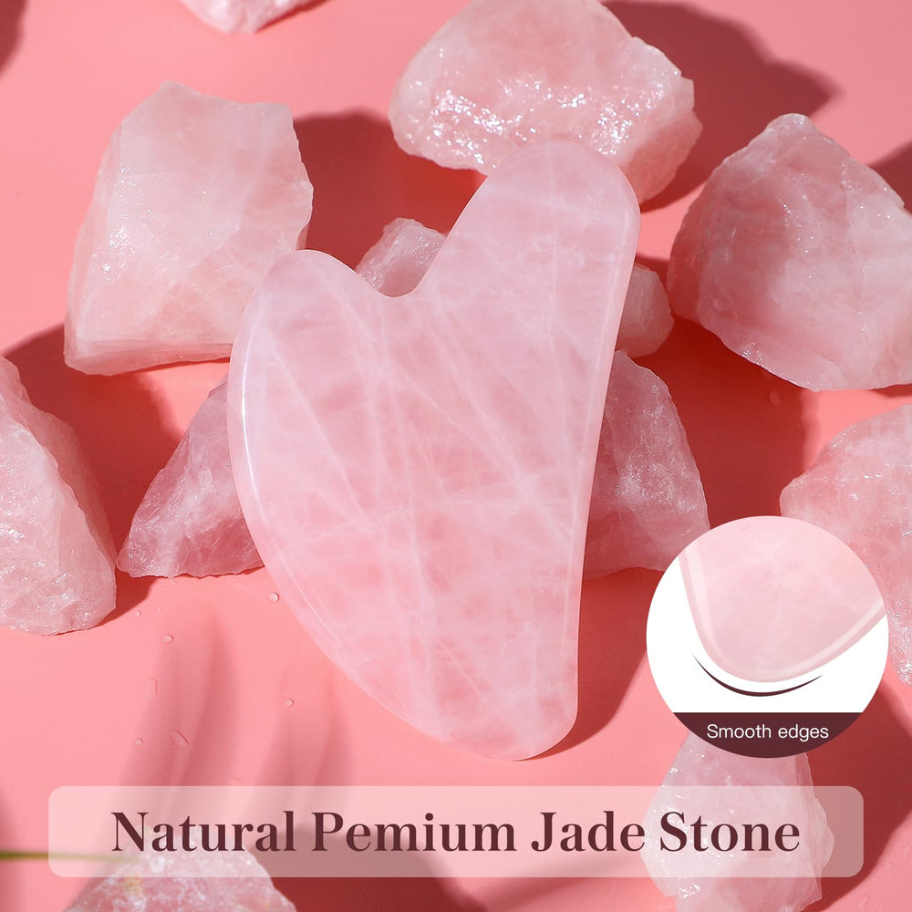 Rosenice gua sha pink packaging with tool ready for skincare routine.