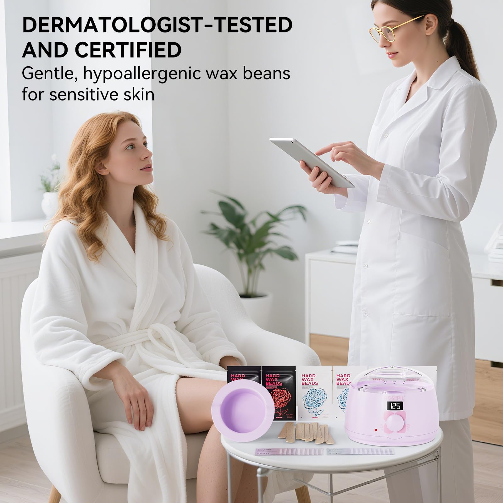 ROSEPIL precision tools set supports easy, precise home waxing.