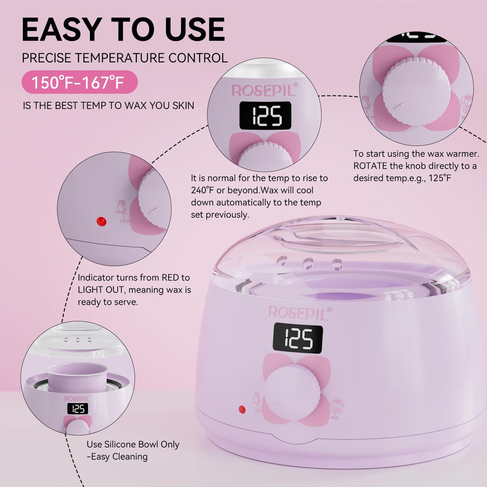 ROSEPIL silicone pot closeup shows easy cleanup and wax preservation.
