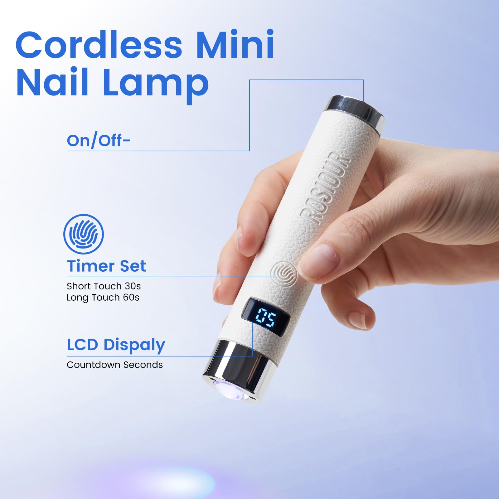 Rosiour Mini UV Lamp 60s-timer-display enables consistent curing intervals.