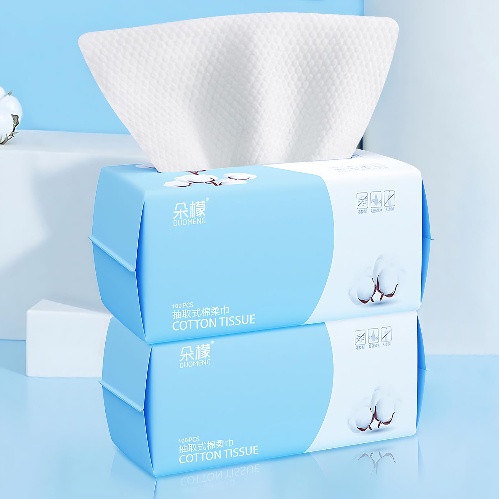 Rouceyxin toallitas faciales de algodón secas, ideales para uso diario y viaje.