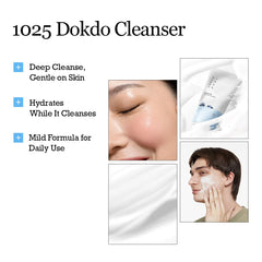 ROUND LAB 1025 Dokdo Cleanser poured-lather showing creamy foam for effective cleansing.