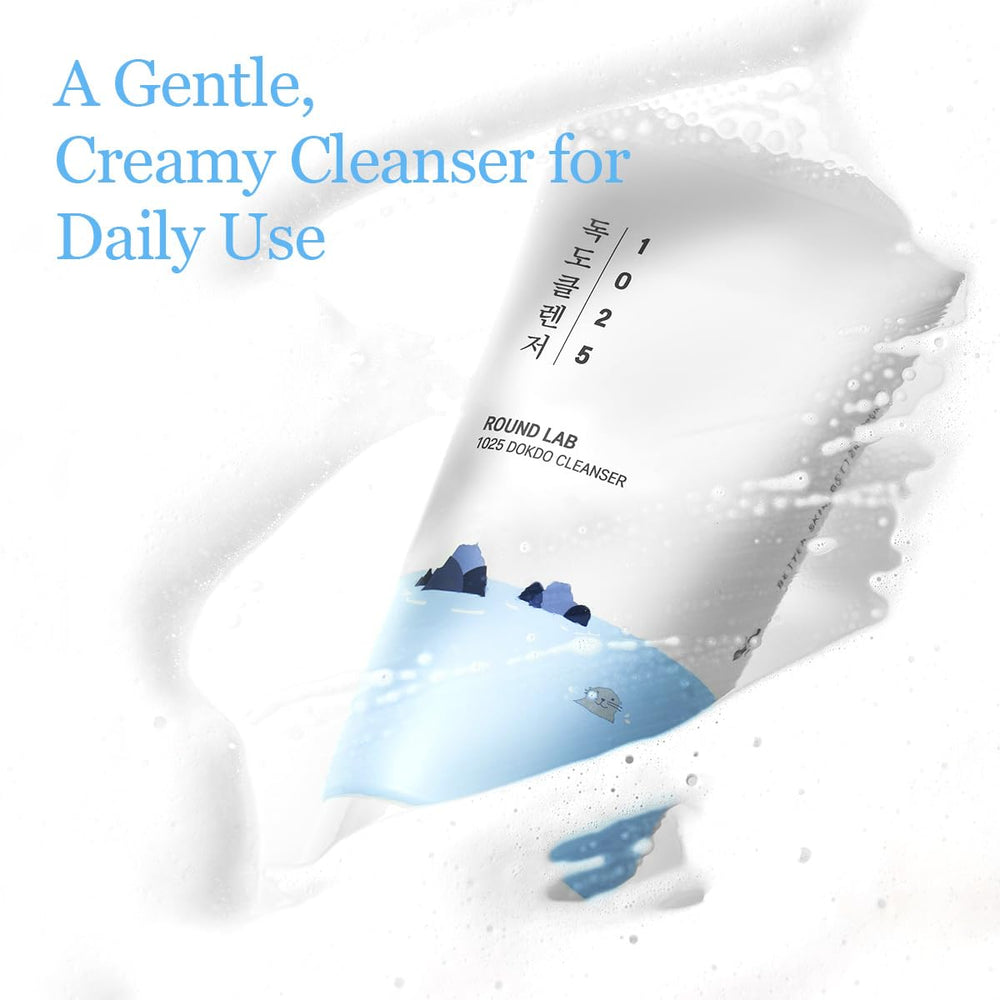 ROUND LAB 1025 Dokdo Cleanser rich foam close-up emphasizing luxurious bubbles for deep cleansing.