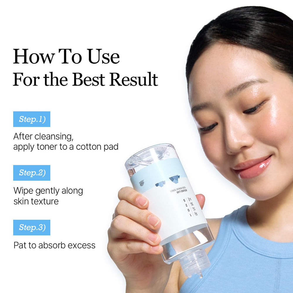 ROUND LAB 1025 Dokdo Toner delivers a soft finish without stickiness