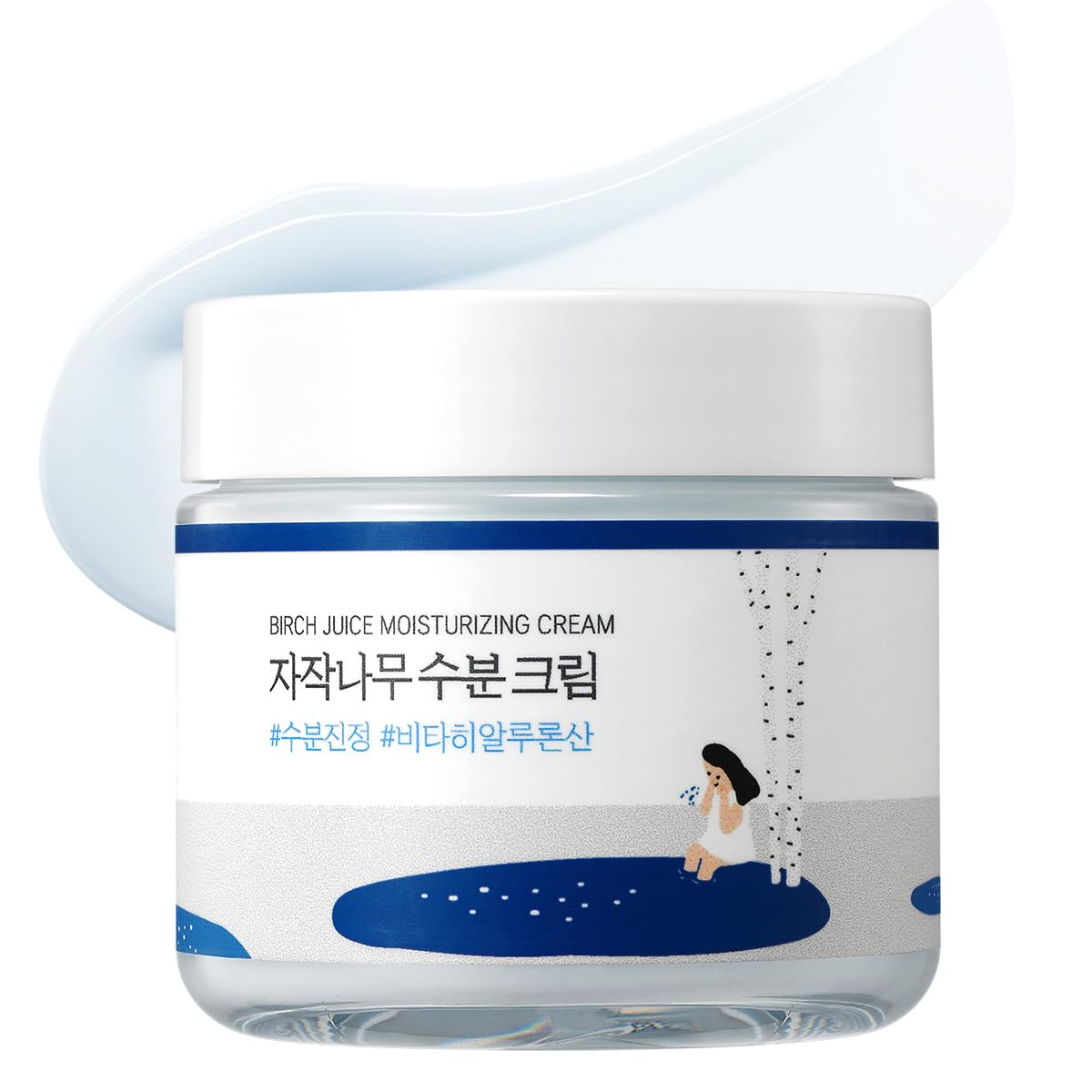 ROUND LAB Birch Juice Cream jar-front illustrates hydrating moisturizer for acne-prone skin.