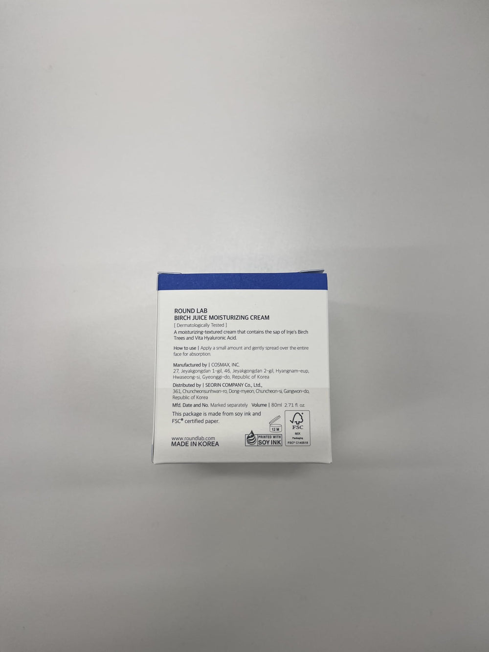 ROUND LAB Birch Juice Cream skin-finish showcases soft, matte look after use.