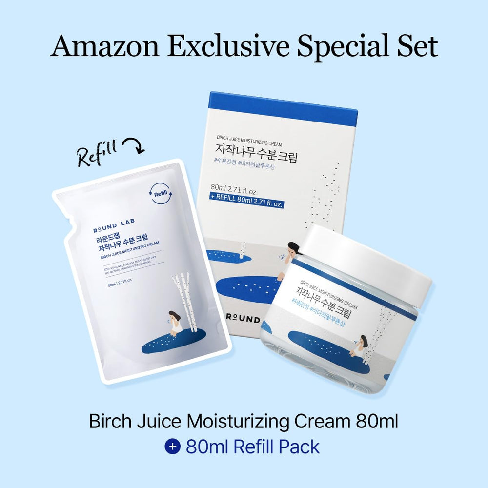 ROUND LAB Birch Juice Moisturizing Cream jar front shows smooth texture for daily hydration