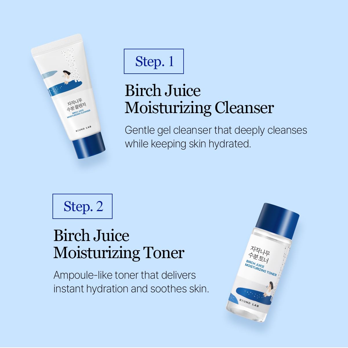 ROUND LAB Birch Juice Moisturizing Kit cream jar for lightweight moisture barrier support.