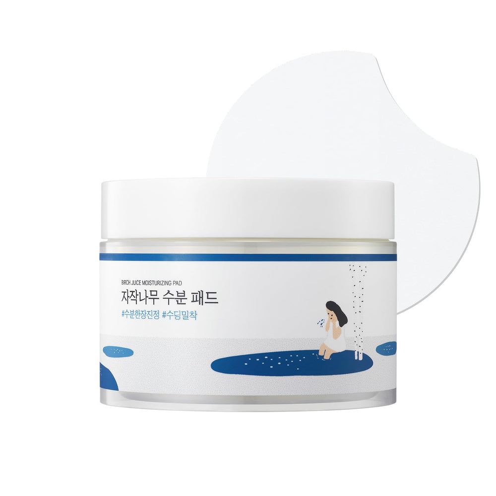 ROUND LAB Birch Juice Pad packaging shows on-the-go hydration and soothing, cooling relief