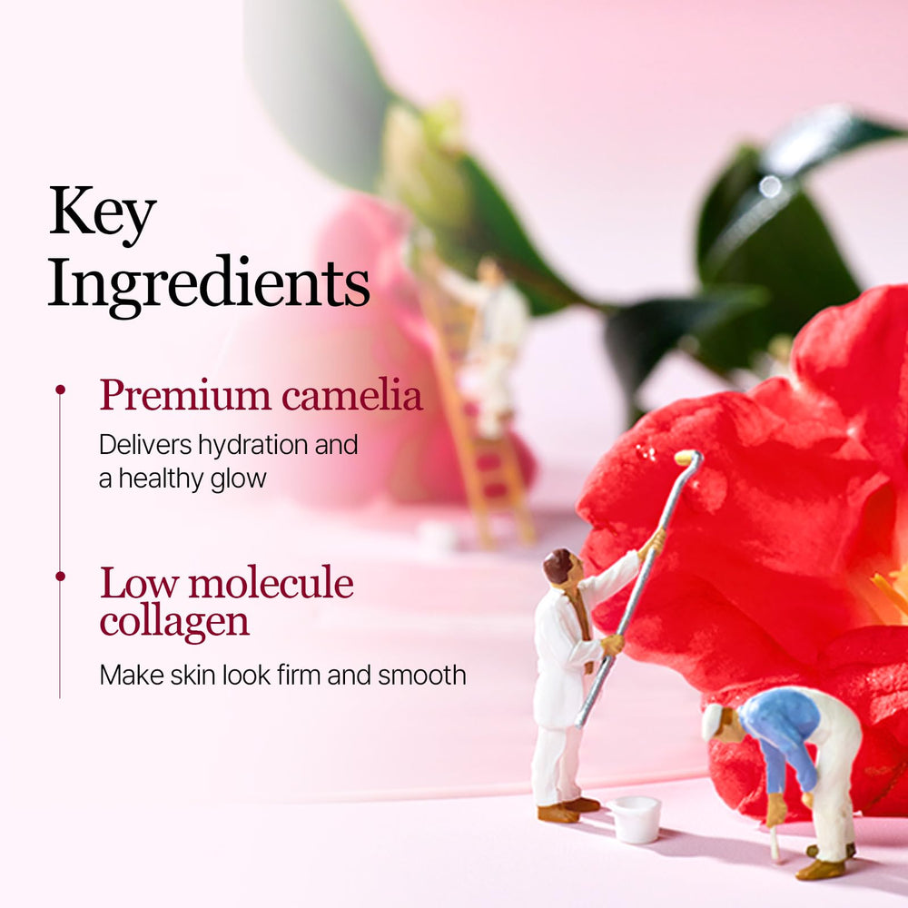 ROUND LAB Camellia Collagen Mask close-up ingredients panthenol and shea butter