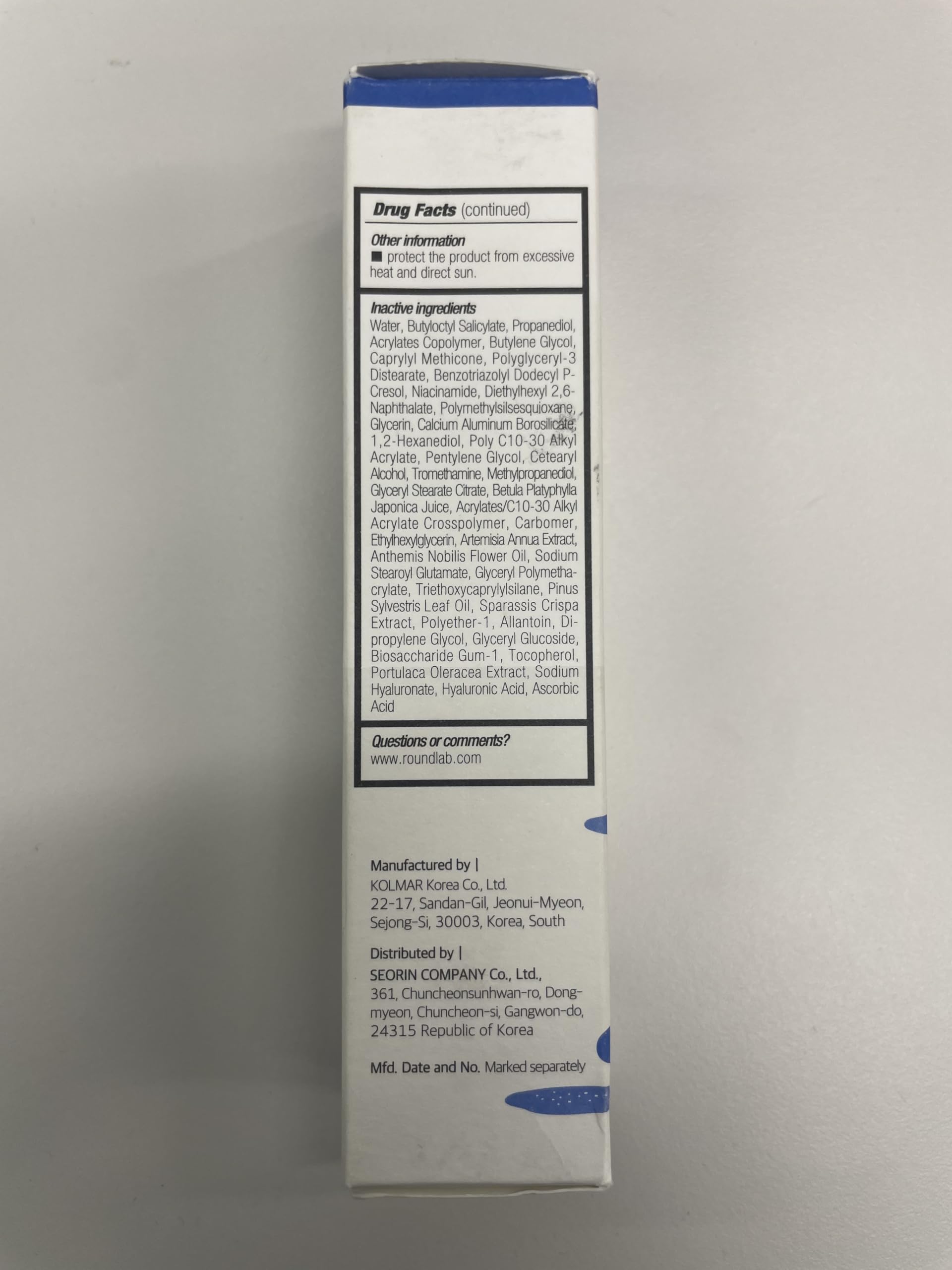 ROUND LAB Dermatest certification label for Birch Juice SPF 45 sunscreen