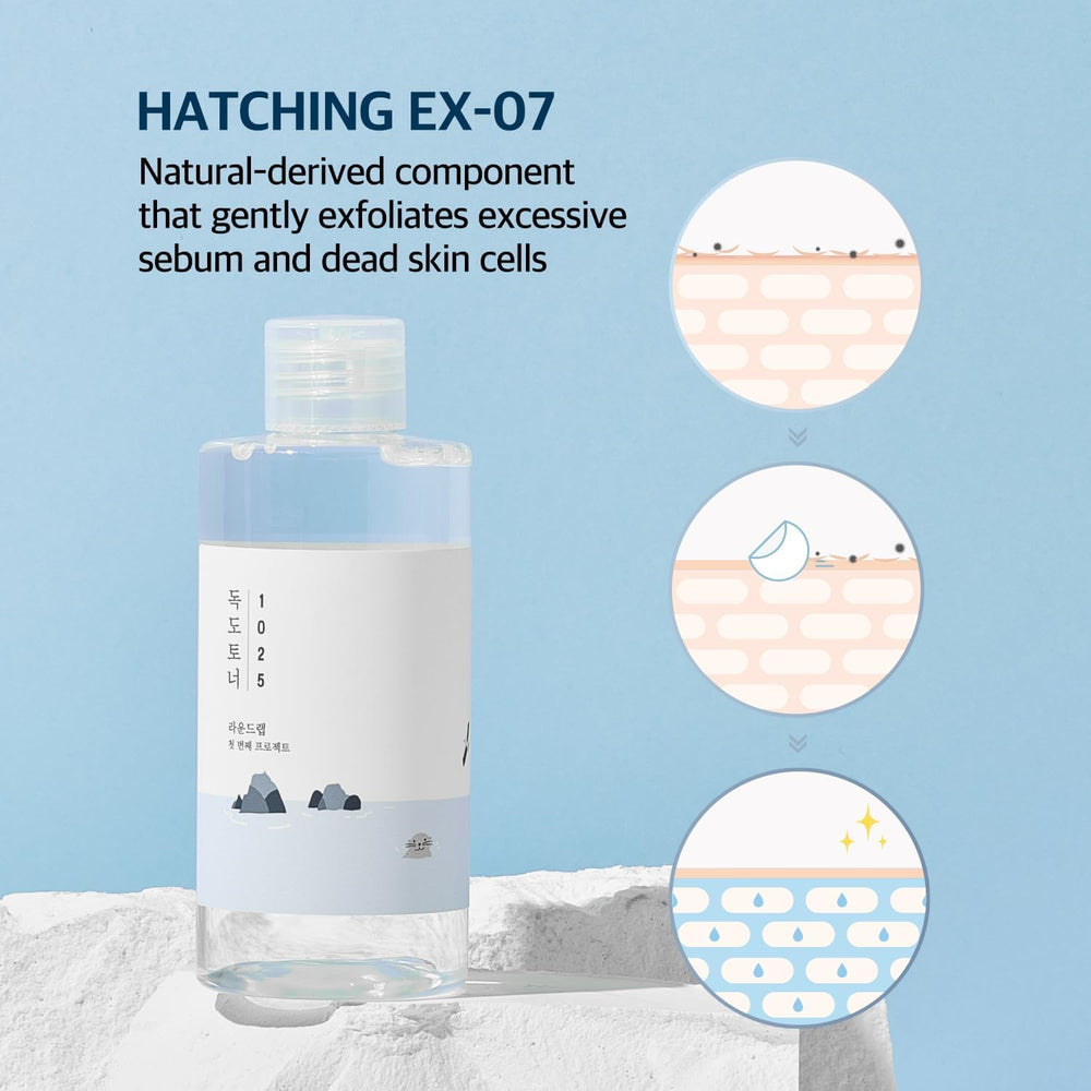 Round Lab Dokdo Lotion bottle pump shown for easy daily application.