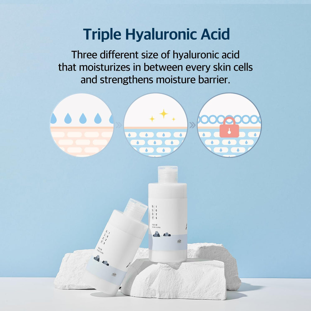 Round Lab Dokdo Lotion texture appears light and hydrating on skin.