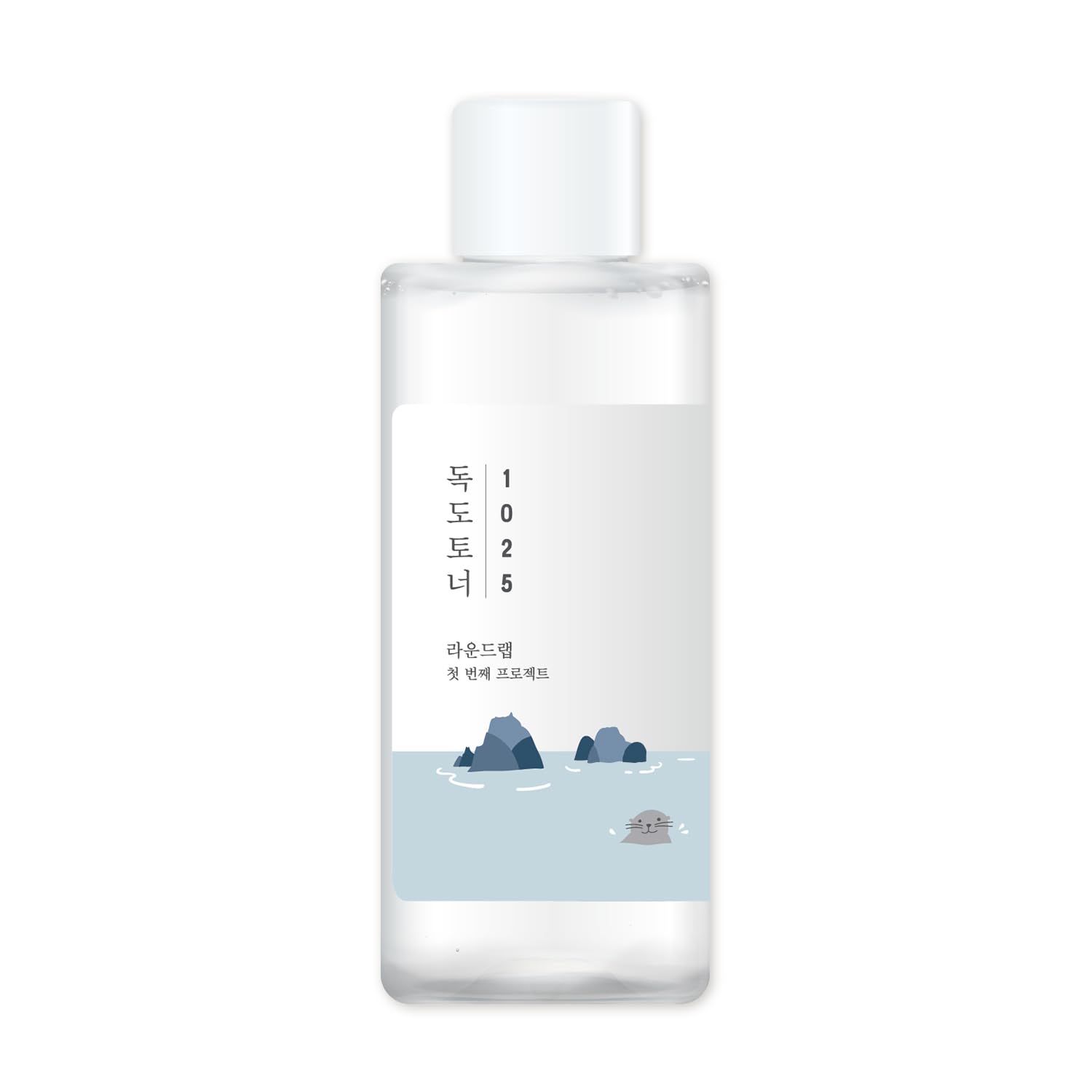 ROUND LAB Dokdo toner bottle front offers gentle exfoliation and hydration in a light, watery formula.