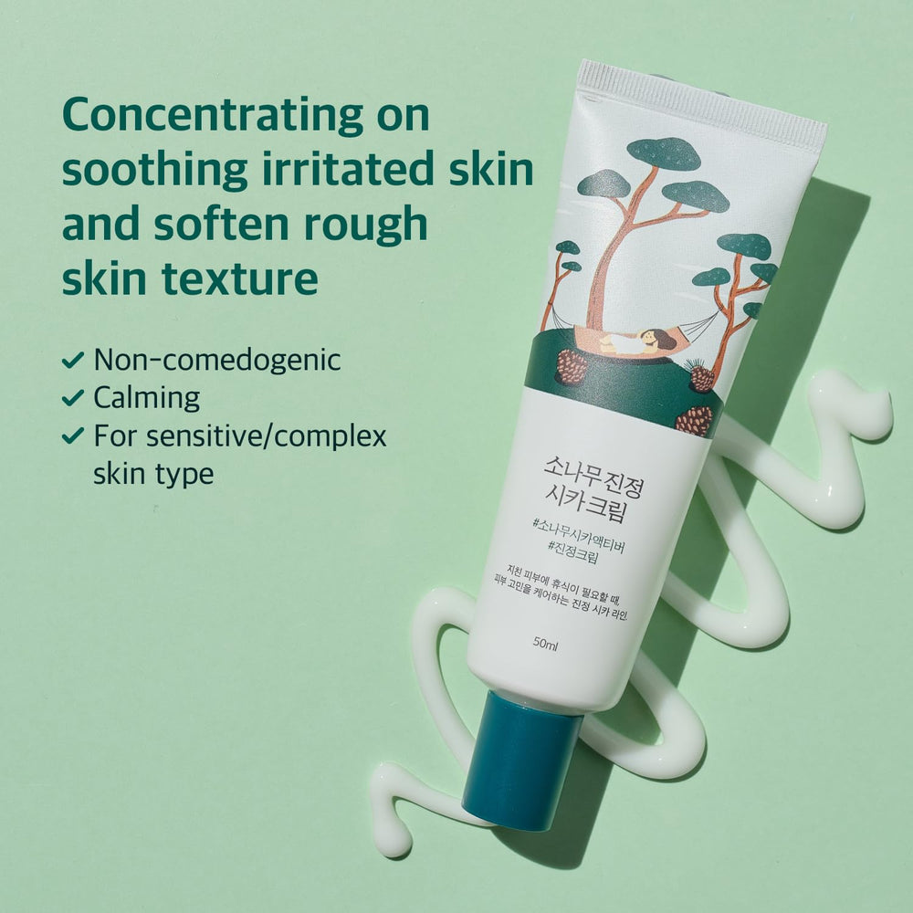 ROUND LAB Pine Calming Cica Cream packaging front highlighting clean formula